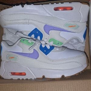 Nike Kids Sneakers in White with Purple and Green Accents